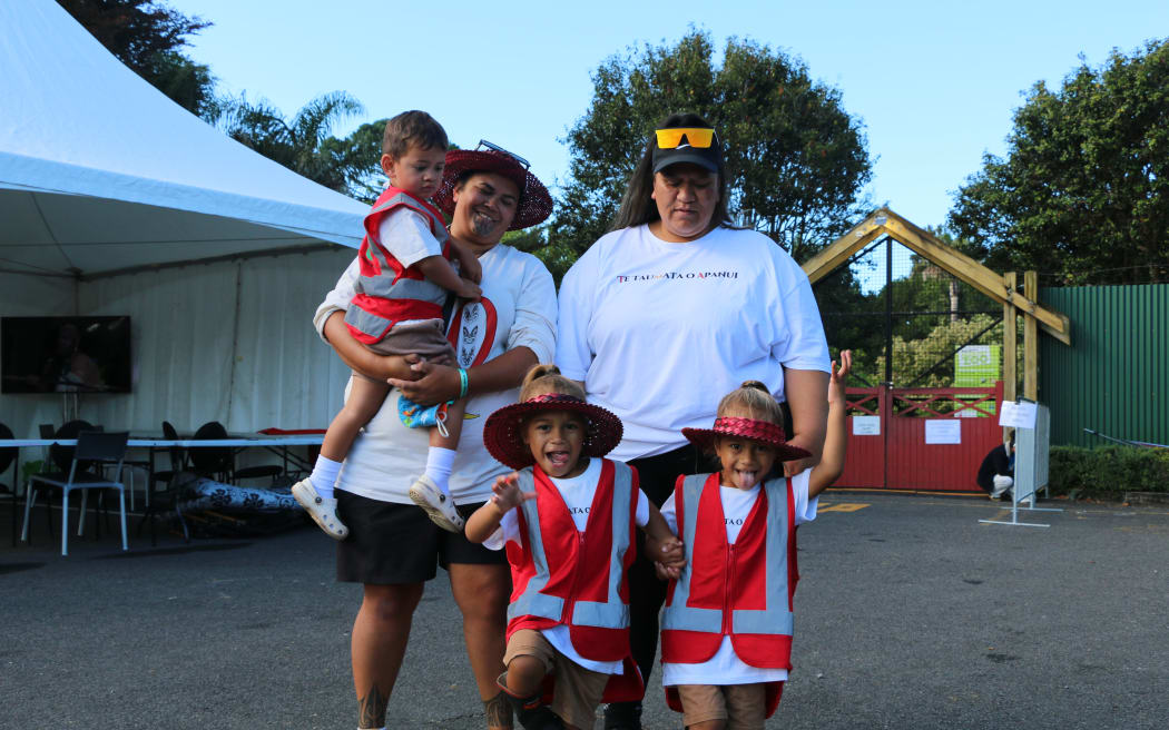 Moananui Cooper (left) travelled from the Bay of Plenty to watch her whānau perform for Te Whānau ā Apanui.