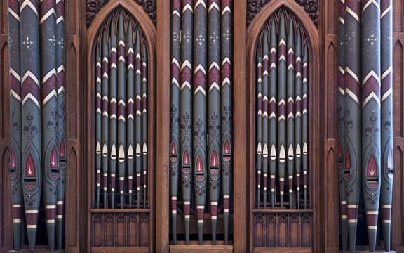 Church pipe organ at St Marienkirche. Berlin, Germany