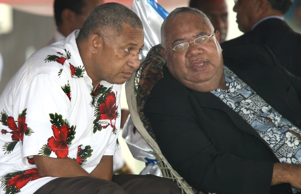 Ratu Joni Madraiwiwi (right) with Frank Bainimarama in 2006. Ratu Joni was a politician, lawyer and vice-president of Fiji from 2004 to 2006.