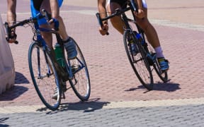 Two cyclists in a race
