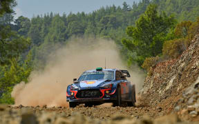 Hayden Paddon and Seb Marshall competing in Rally Turkey