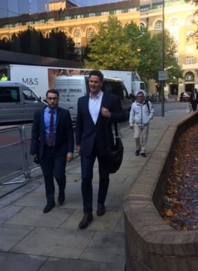Chris Cairns arriving at court.