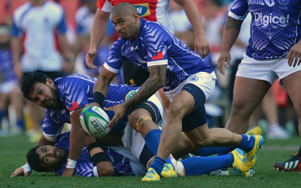 The Manu Samoa halfback Akusitino Junior Poluleuligaga.