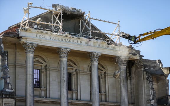 Demolition begins on Christchurch's Catholic cathedral frontage