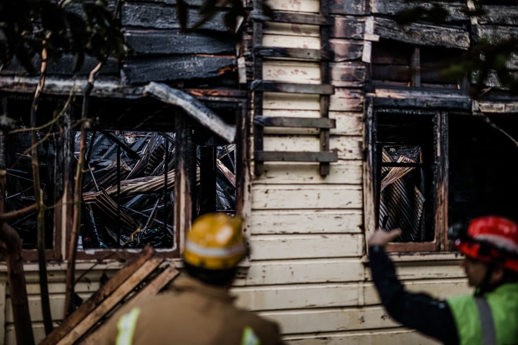 Emergency services at the site of the fire.