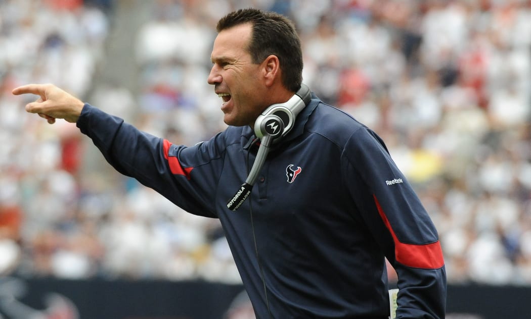 American football coach Gary Kubiak barks orders at his former NFL side, the Houston Texans.