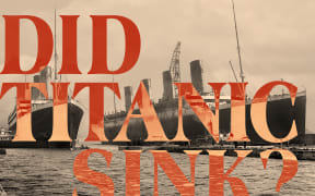 The words "Did Titanic Sink" imposed over a famous photo of the Titanic alongside it's sister ship Olympic