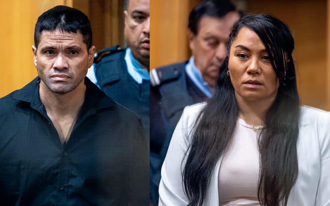 Bodine Umuroa and Kiri Pini, two of 10 defendants involved in the trial of the alleged murder of Mitchell Te Kani in the High Court at Hamilton.