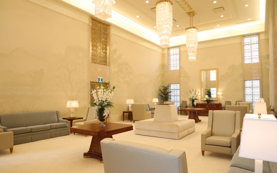 The tranquil celestial room represents heaven for those in the church.