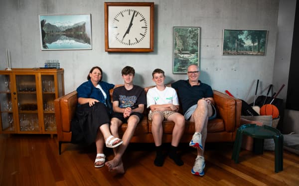 Bethany, Freddie (15), Gus (13) and Tim Lockie