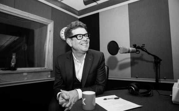 John Campbell in the RNZ Auckland studio recording The Mixtape.