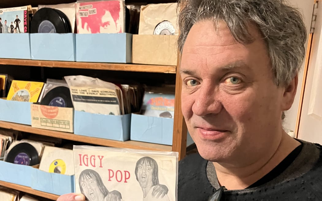 The Chills Martin Phillipps with one of the records for sale in his collection