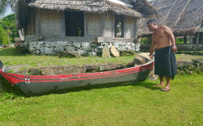 The FSM donated Wa'a with outrigger removed in preparation for shipment.