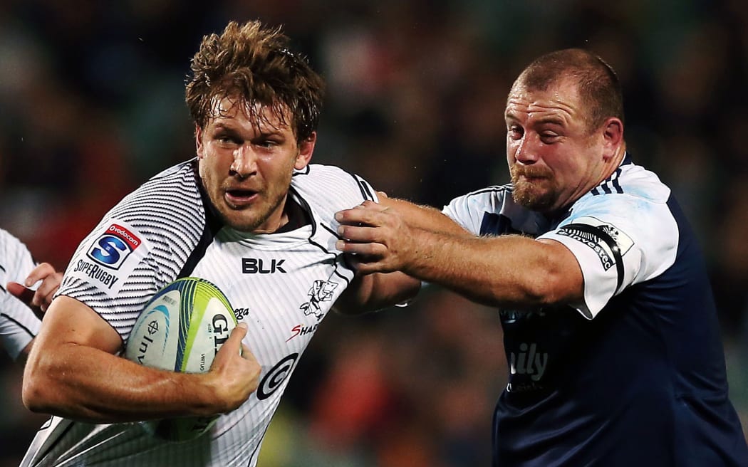 Francois Steyn of the Sharks playing against the Blues.