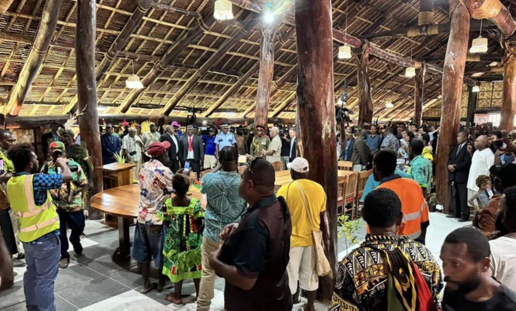 Everyone is welcome inside at new chiefs’ nakamal and crowds filled the rebuilt meeting house for its reopening. Pictured on Mar. 5, 2025