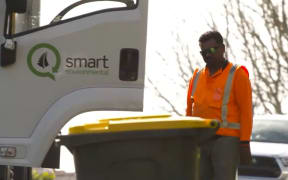 Rubbish truck driver Vijay collects all the recycling bins that are uncontaminated.