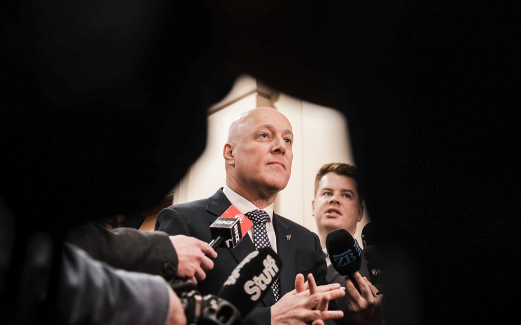 Christopher Luxon after the National Party caucus meeting on 17 October 2023.