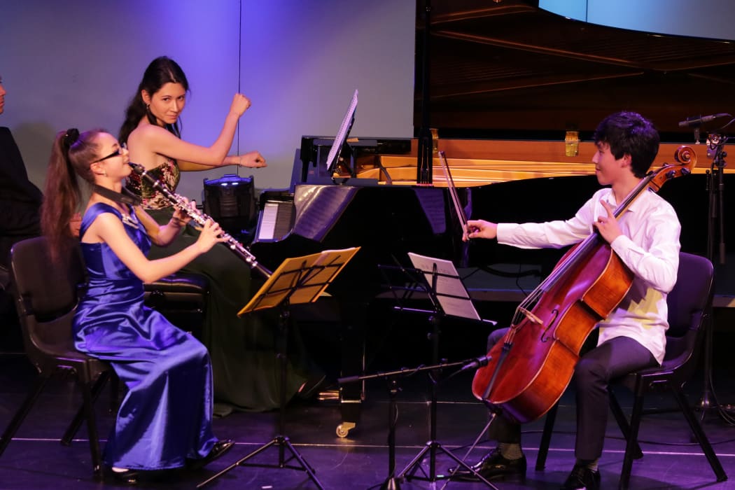Stefenie Pickston, Hyein Kim, Noelle Dannenbring at the Wakatipu Music Festival.