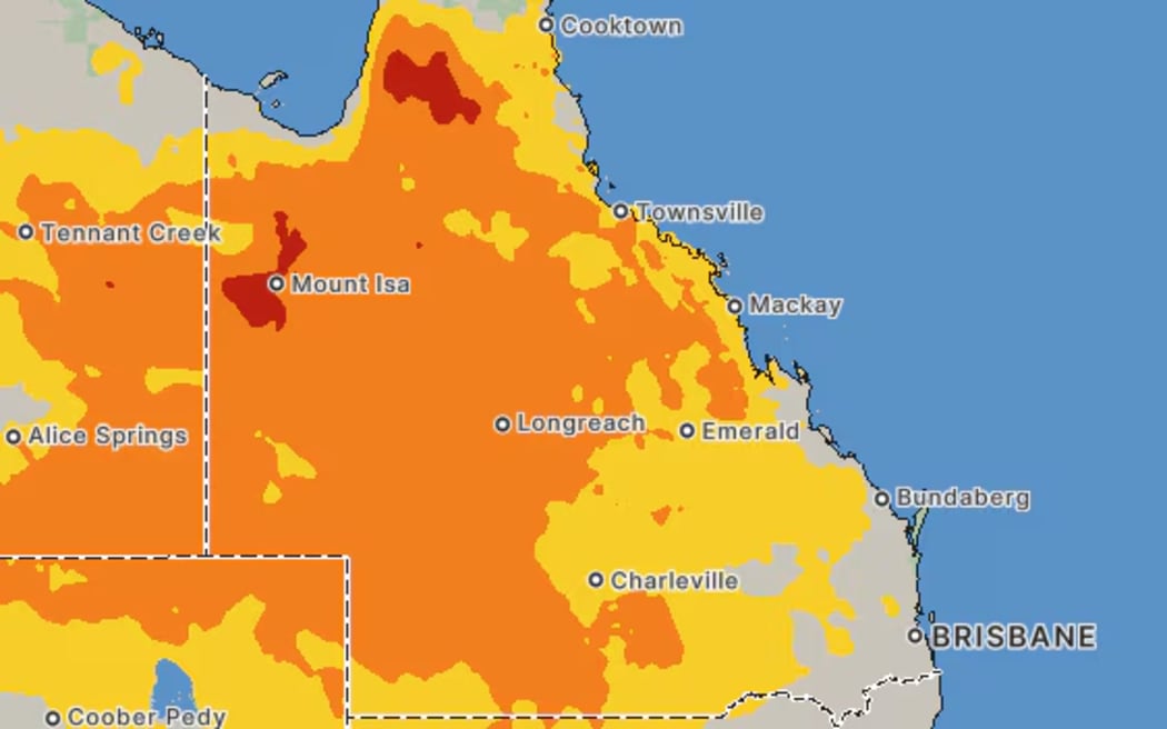 A "pool of heat" is sitting over Queensland today, bringing above-average temperatures. (Supplied: Bureau of Meteorology)