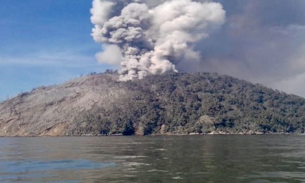 The erupting Kadovar Island
