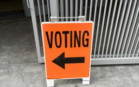 A voting sign at a polling station in Stout Street, central Wellington