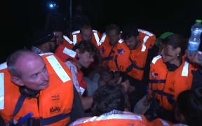 An image from footage published on the Israeli Foreign Ministry's X account show what the ministry said were passengers of the Madleen Gaza-bound aid boat.