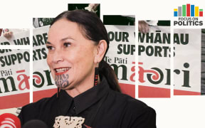 Focus on Politics: Debbie Ngawera-Packer in front of Te Pāti supporter signs