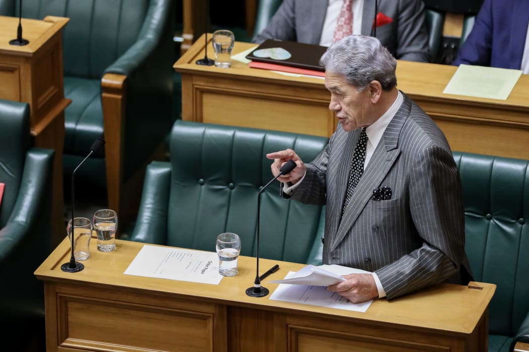 Deputy PM and New Zealand First leader Winston Peters points in the House