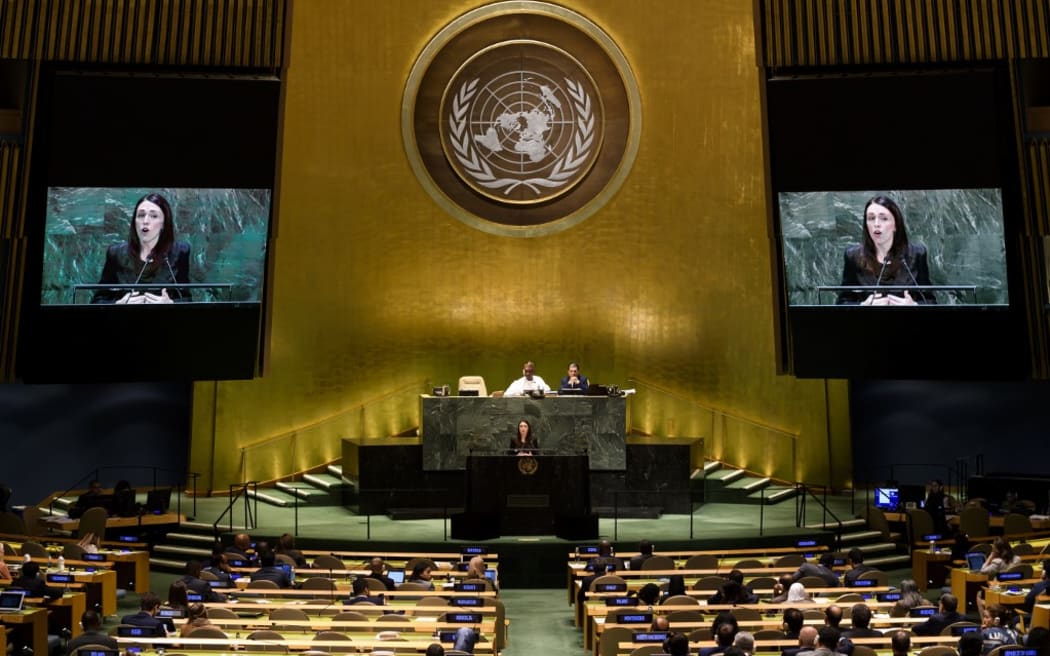 Prime Minister of New Zealand Jacinda Ardern speaks during the 74th session of the United Nations General Assembly on September 24, 2019 at the United Nations Headquarters in New York City.