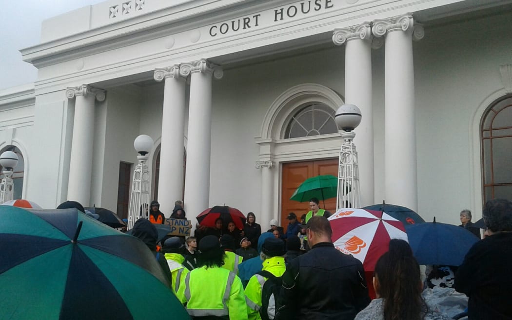About 120 people have gathered outside the High Court in Hamilton in support of justice for Moko.