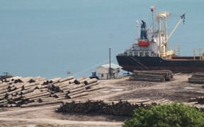 Logs ready for export, Vanimo, Papua New Guinea.