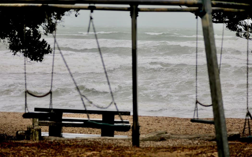 Orewa Beach as Cyclone Tam arrives in the upper North Island.