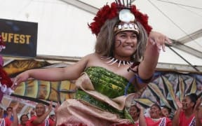 Samoan Taupou dances at ASB Polyfest in Auckland