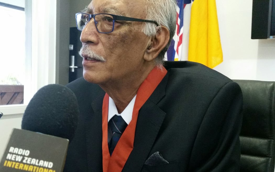 Niue's premier Sir Toke Talagi being interviewed in Niue March 2017