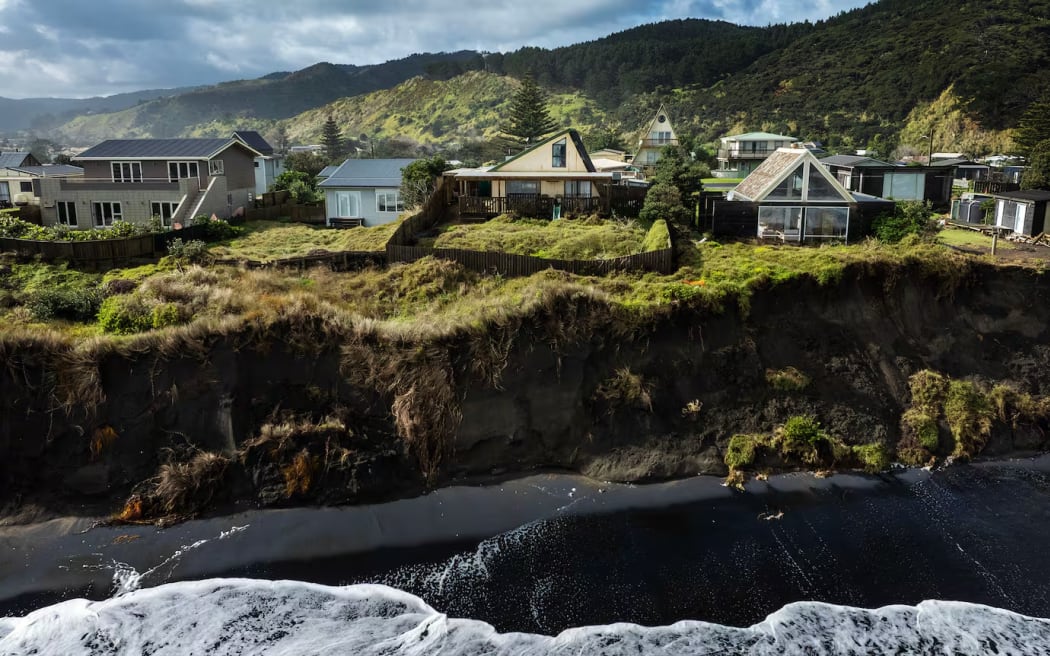 The house with the slide is Josephine Poland's. She has lived there for 30 years. Photo / Mike Scott