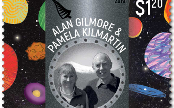 A NZ Post 'New Zealand Space Pioneers' stamp dedicated to the couple in 2019