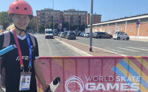 Alana Reardon (15) at the 2024 Scootering World Championships in Rome.