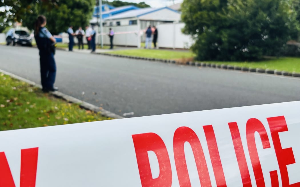 Police at the scene of a shooting in Onehunga, Auckland, in January 2026.
