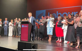 Chris Hipkins speaks to the Labour Party conference on 1 December, 2024.