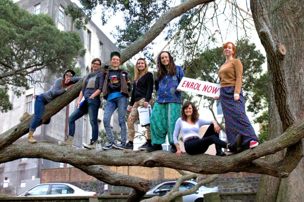 The team behind RockEnrol: (left to right: Oni Yo, Ruby Jane, Hannah Fischer, Meliesha Beth, Laura O'Connell-Rapira, Lizzie Sullivan, Laurelle Jones)
