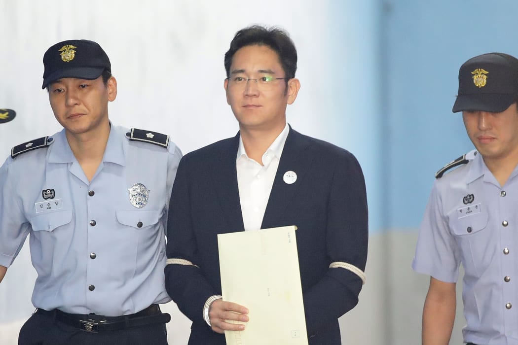 Lee Jae-yong arriving at Seoul Central District Court.