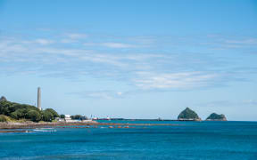View of Taranaki port from afar in New Plymouth.