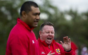 Tonga coach Toutai Kefu and assistant coach Matt O'Connor.