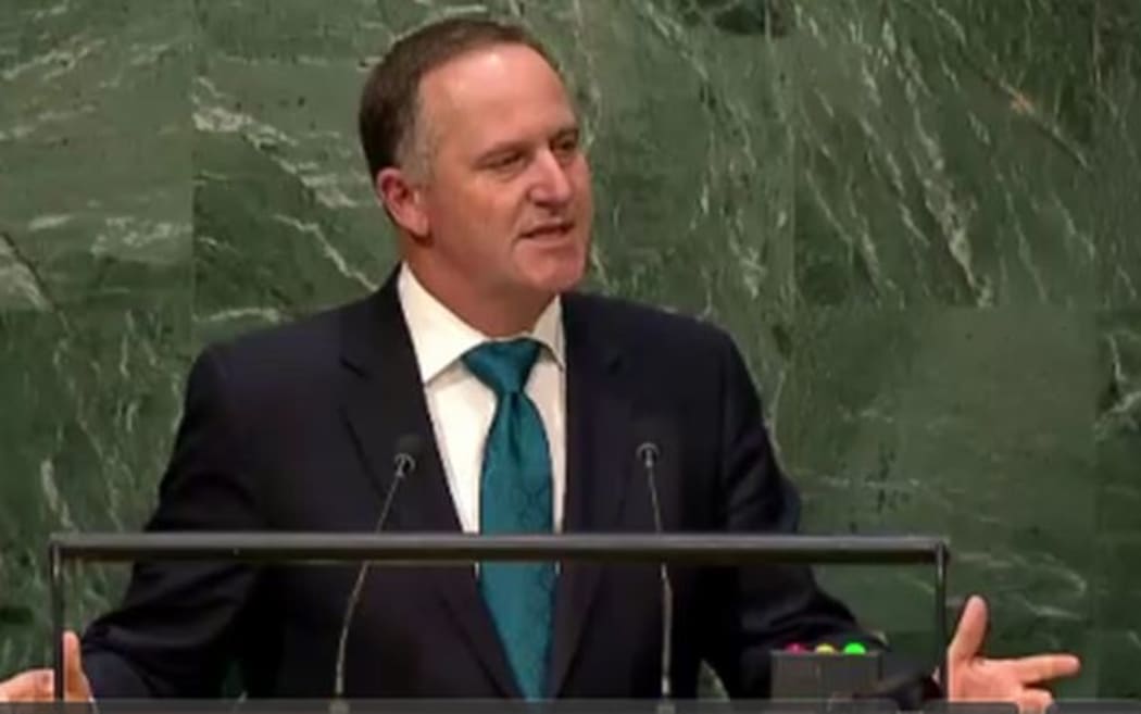 John Key addressing the UN General Assembly.