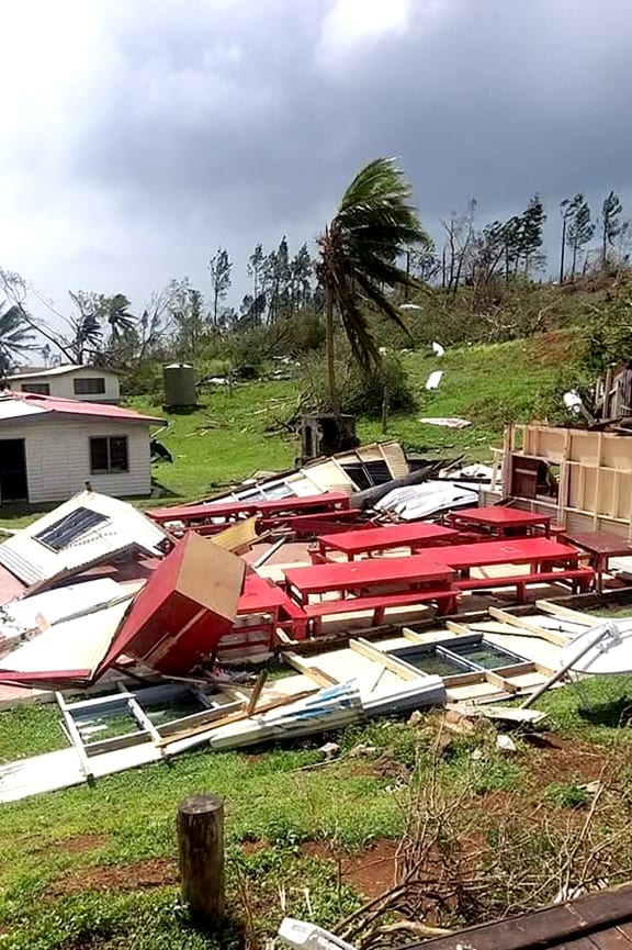 A building on Vanua Levu that was flattened by Cyclone Yasa.