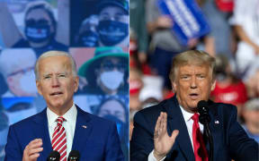 Joe Biden and Donald Trump pictured campaigning in October.