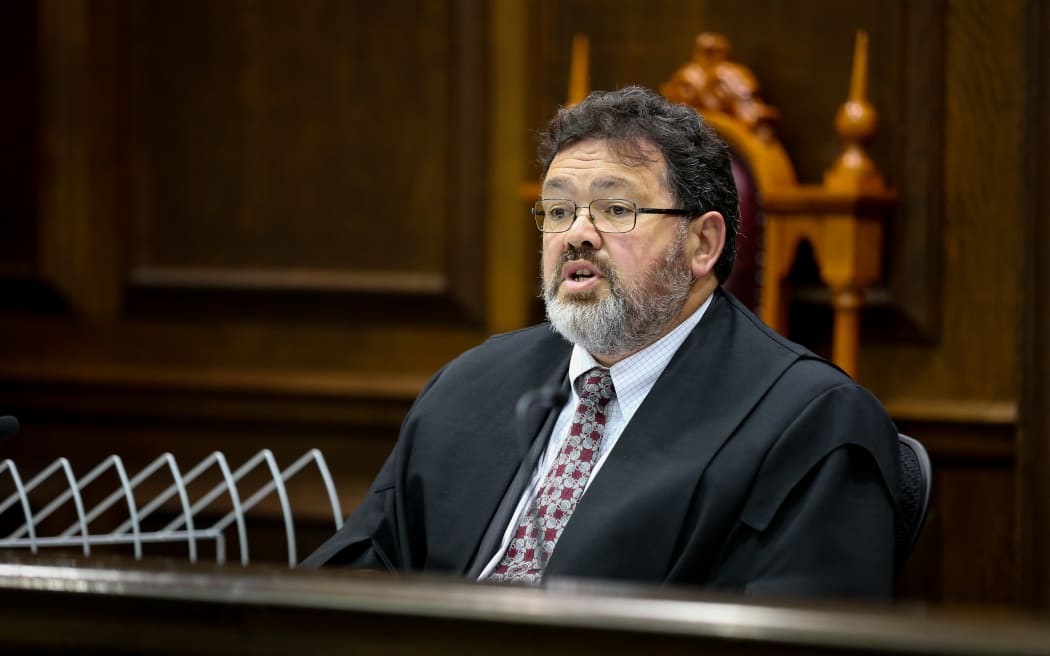 Justice Williams sentencing Michael Preston in the High Court in Wellington.