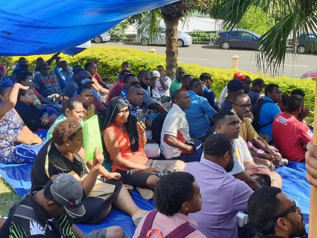 Workers at the Water Authority of Fiji protest in March last year.