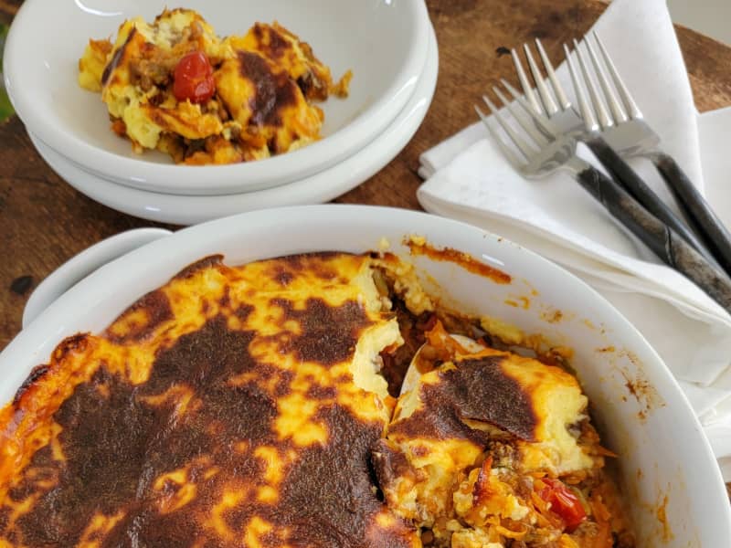 Lentil Pie with Puffy Cheese Sauce