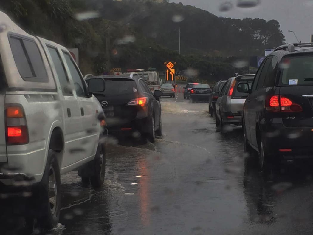 Gridlock in Wellington as a result of the rain.